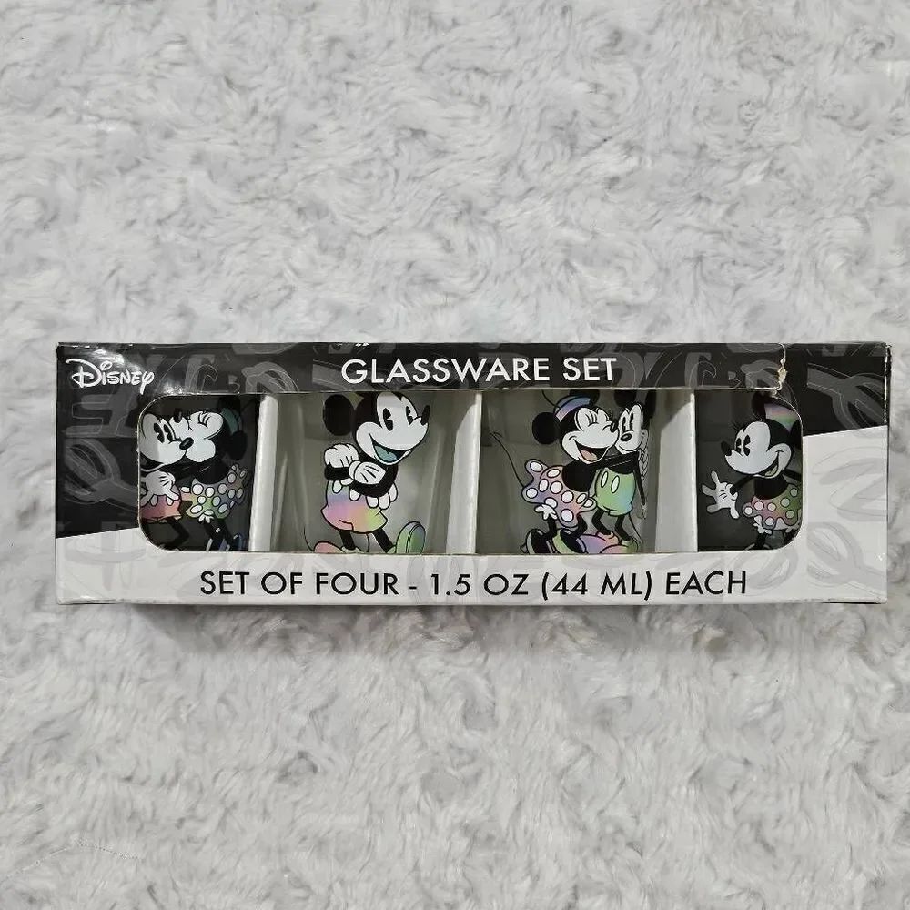 Disney Mickey And Minnie Shot Glass Set 4 Pieces Rainbow Color